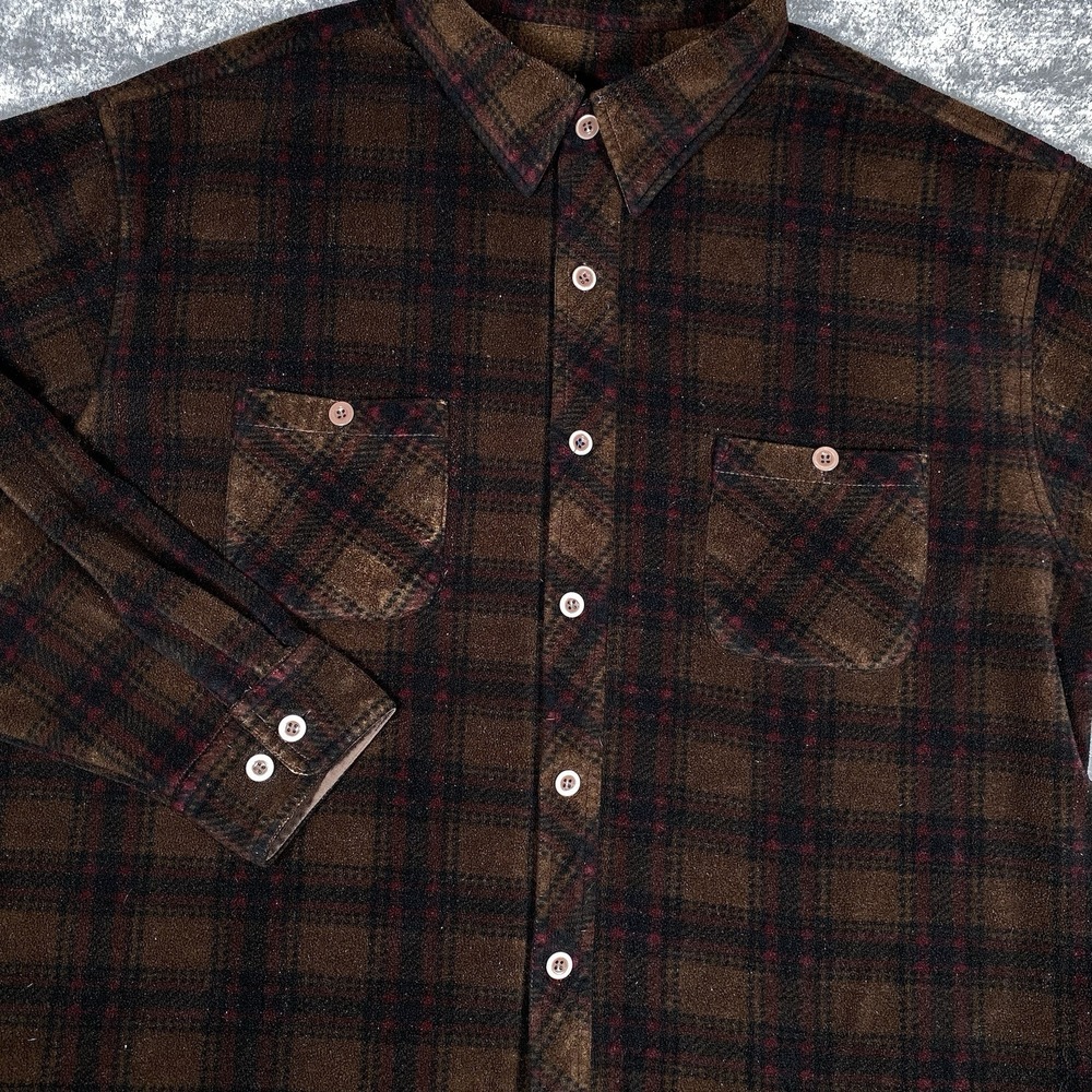 Irish Setter by Red Wing Shirt Men's 2XL Brown Plaid Long Sleeve Heavy Button Up